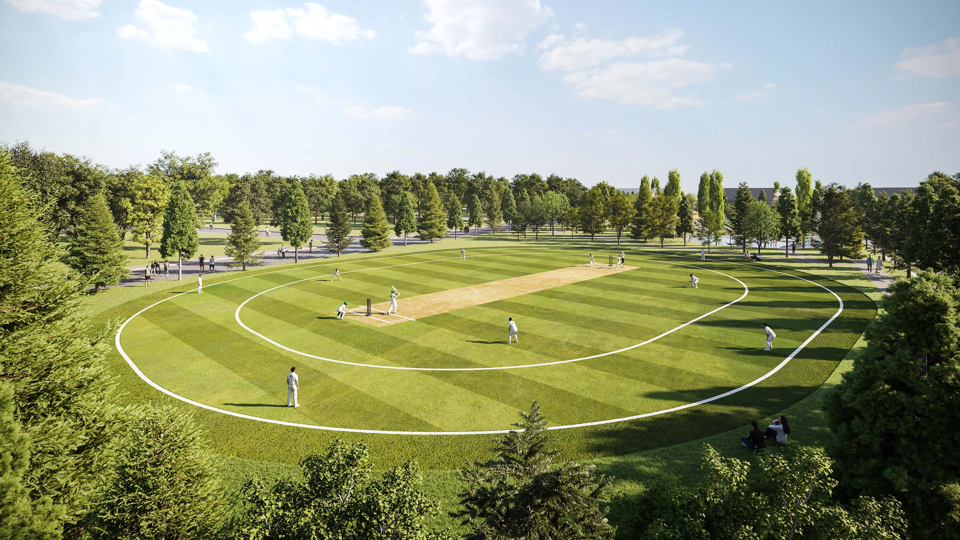 Rendering of the cricket field at Wildfield Village, Caledon